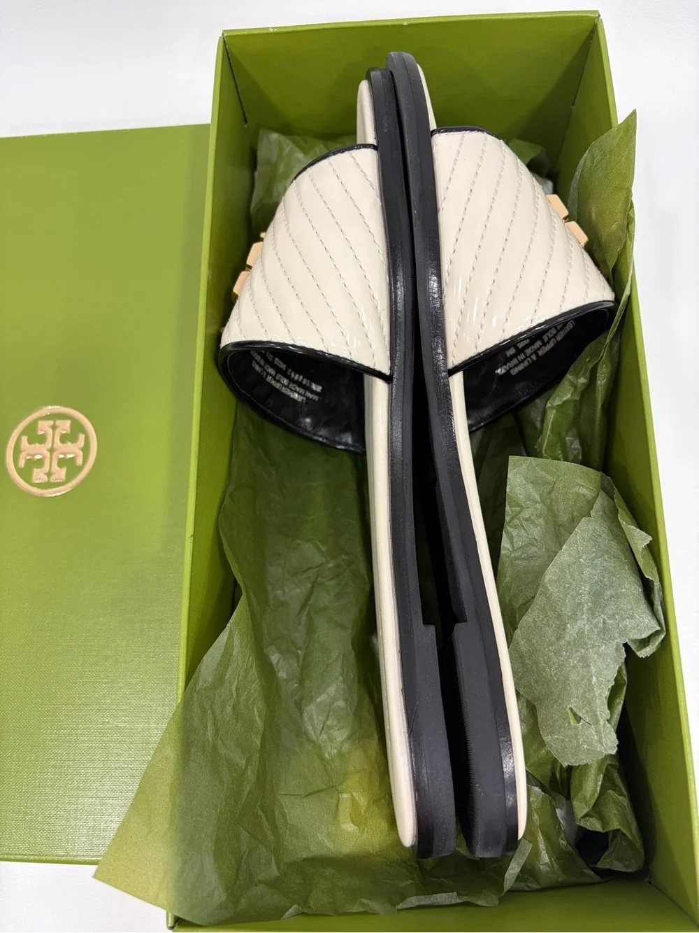 New in Box Tory Burch Everly Leather Slide, Light Cream, LIMITED EDITION 9